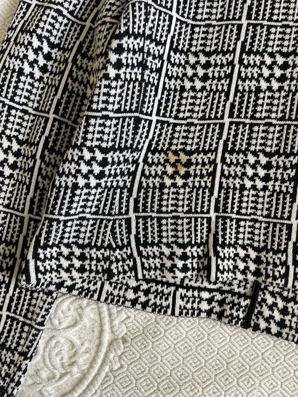 St. John Collection Old Money Abstract Houndstooth Black + White Knit Jacket 8
